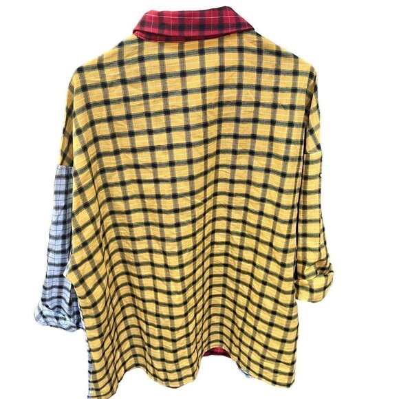 MENS Shirt 3XL XXXL Multicolored‎ Plaid Long Sleeve Green Pocket NWOT - Picture 2 of 8